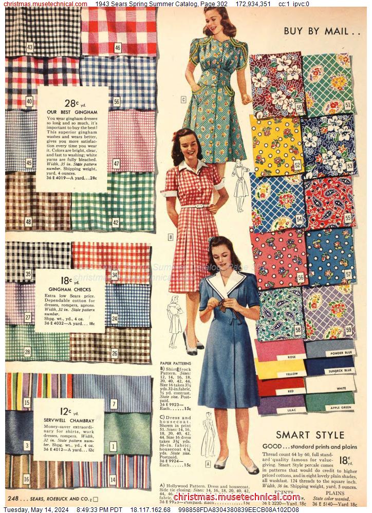 1943 Sears Spring Summer Catalog, Page 302
