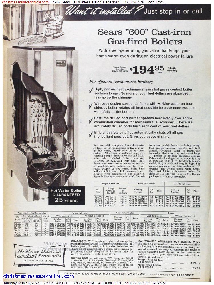 1967 Sears Fall Winter Catalog, Page 1205