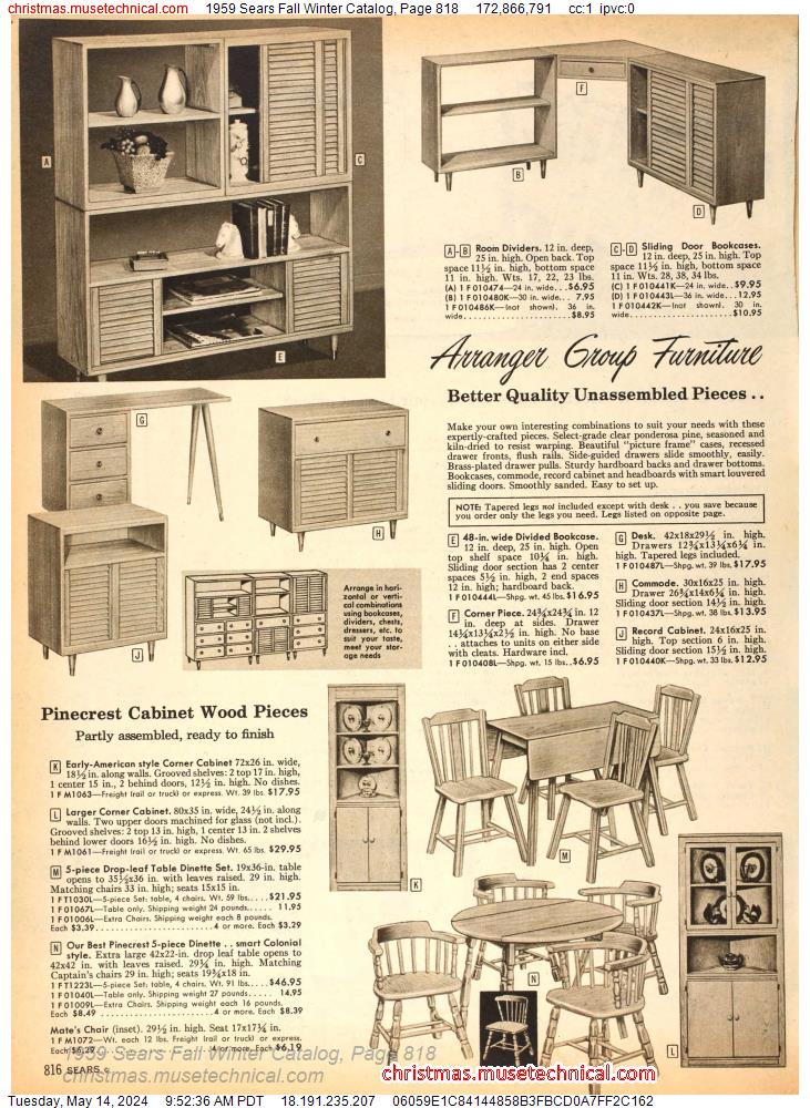 1959 Sears Fall Winter Catalog, Page 818
