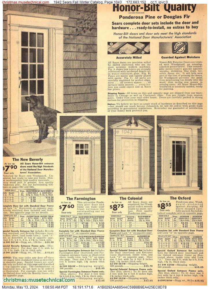 1942 Sears Fall Winter Catalog, Page 1043