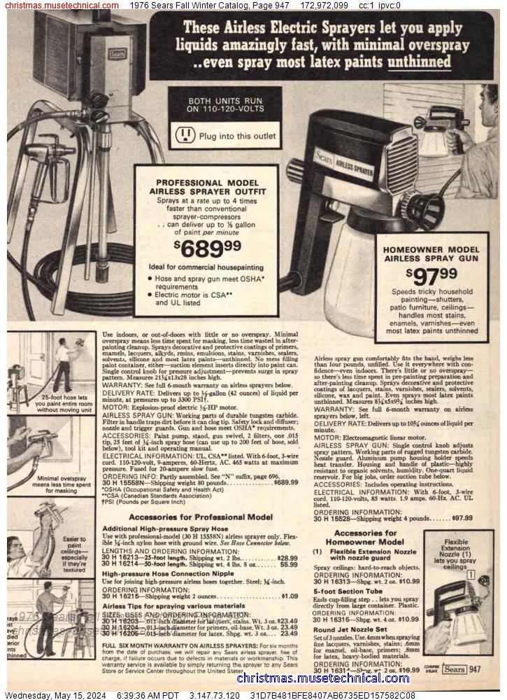 1976 Sears Fall Winter Catalog, Page 947