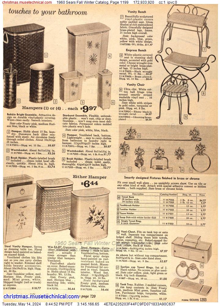 1960 Sears Fall Winter Catalog, Page 1199