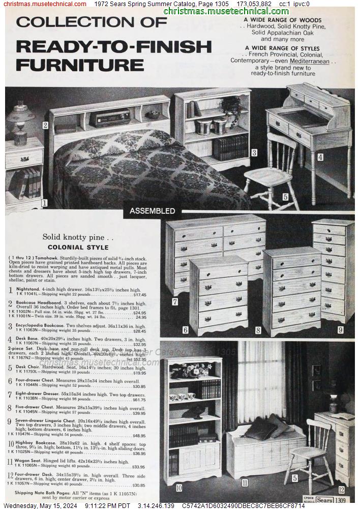 1972 Sears Spring Summer Catalog, Page 1305