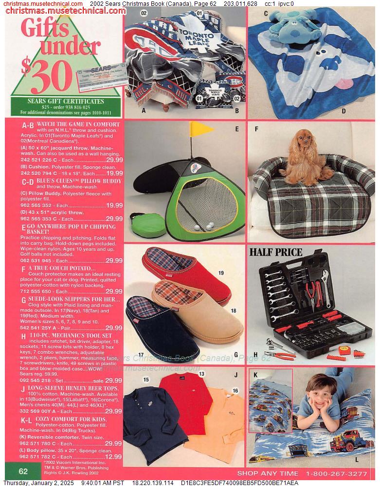 2002 Sears Christmas Book (Canada), Page 62