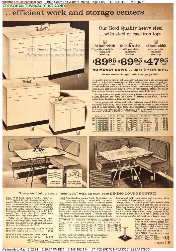 1961 Sears Fall Winter Catalog, Page 1122