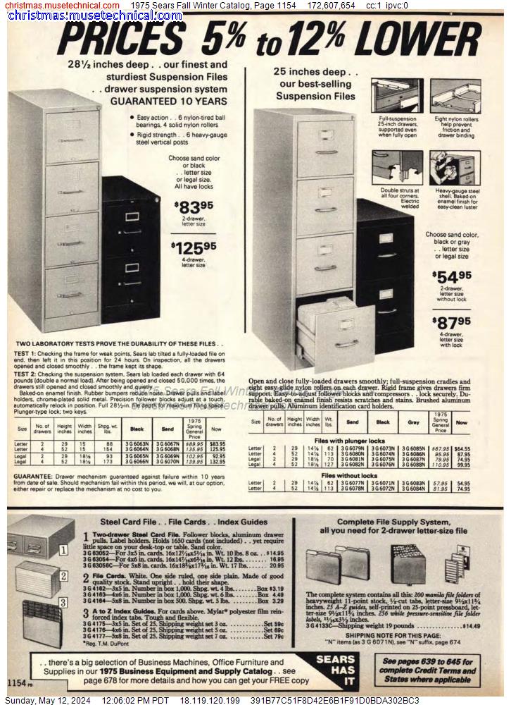 1975 Sears Fall Winter Catalog, Page 1154