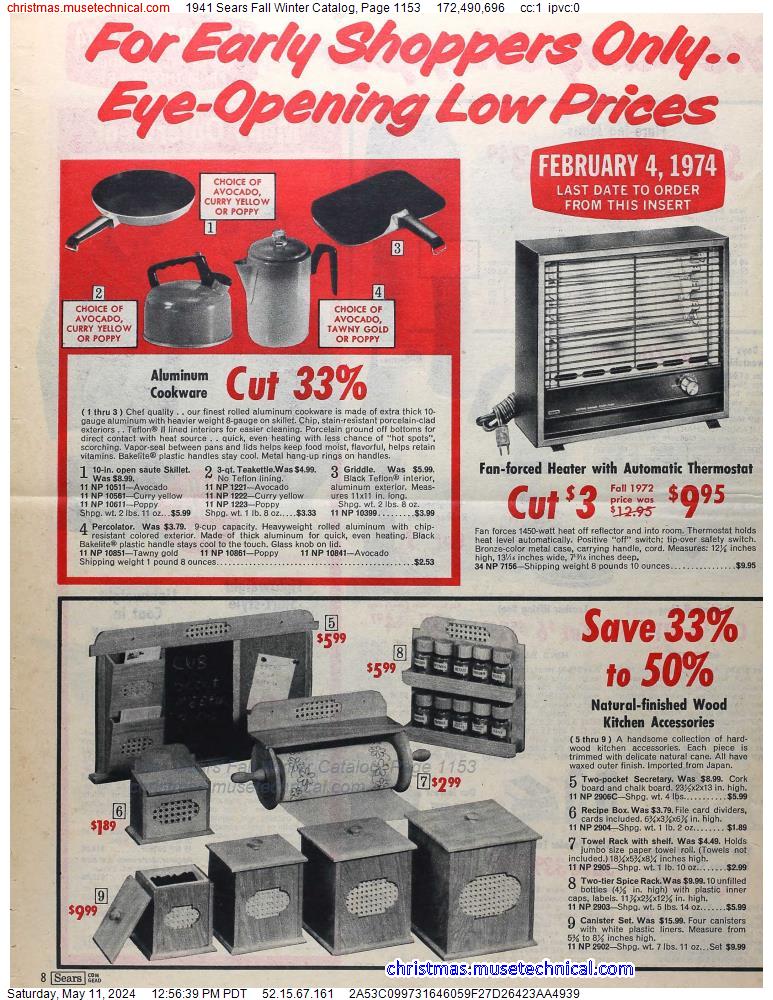 1941 Sears Fall Winter Catalog, Page 1153
