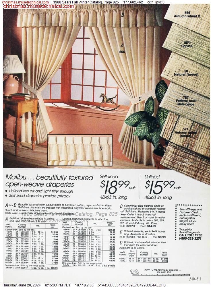 1988 Sears Fall Winter Catalog, Page 825