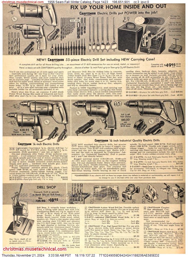 1956 Sears Fall Winter Catalog, Page 1423