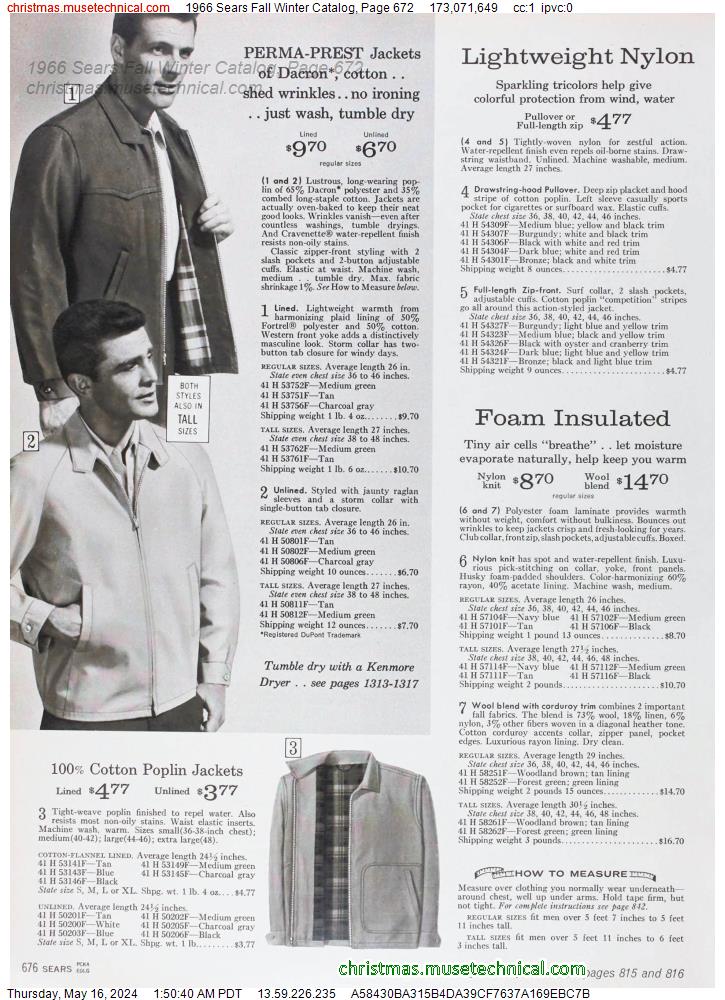 1966 Sears Fall Winter Catalog, Page 672