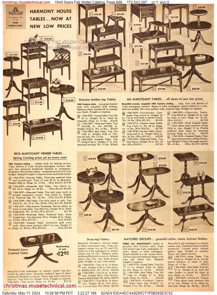 1949 Sears Fall Winter Catalog, Page 686