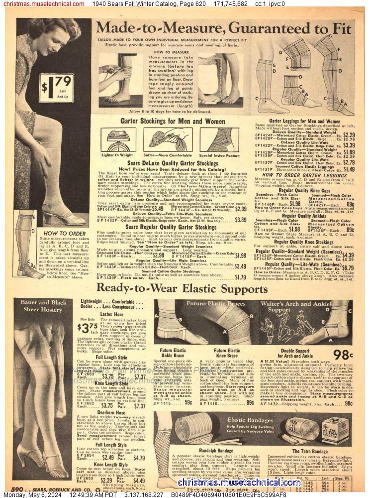 1940 Sears Fall Winter Catalog, Page 620