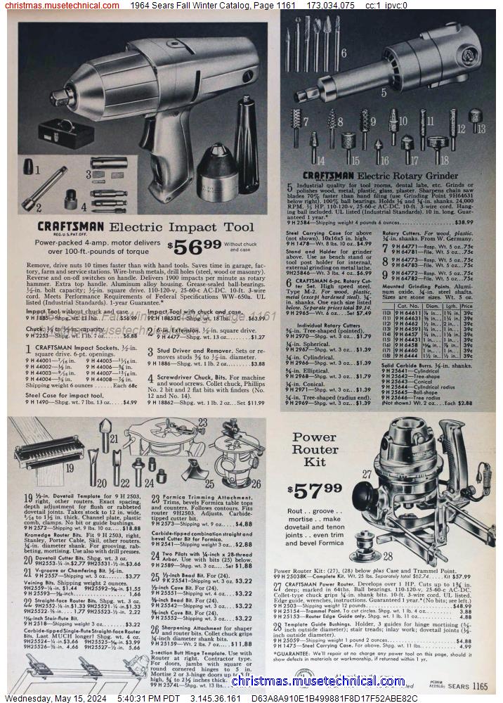1964 Sears Fall Winter Catalog, Page 1161