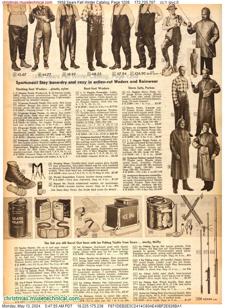 1958 Sears Fall Winter Catalog, Page 1208