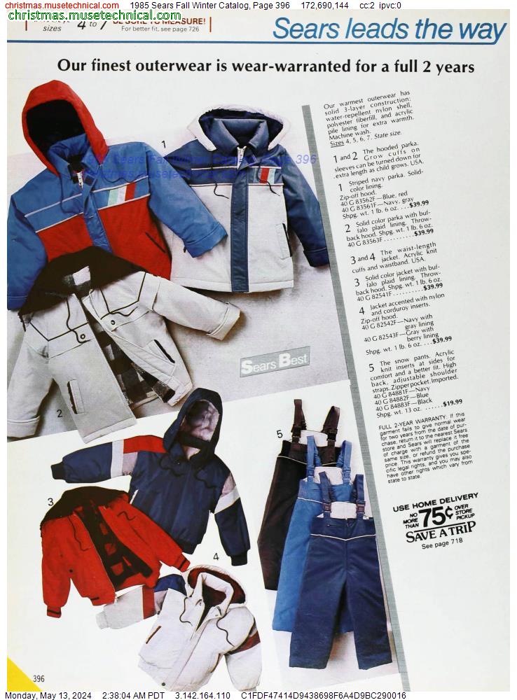 1985 Sears Fall Winter Catalog, Page 396