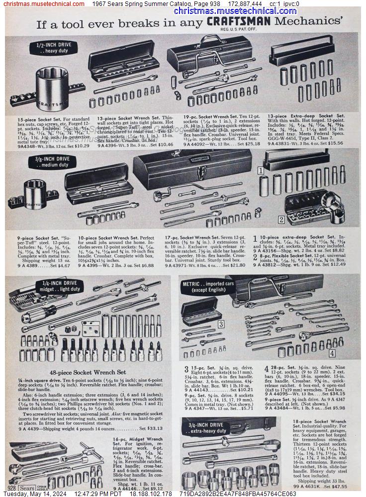 1967 Sears Spring Summer Catalog, Page 938