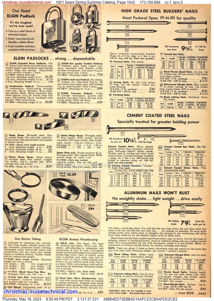 1951 Sears Spring Summer Catalog, Page 1042