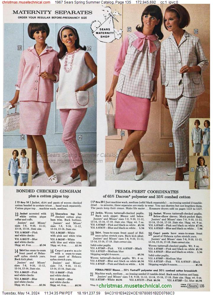 1967 Sears Spring Summer Catalog, Page 135