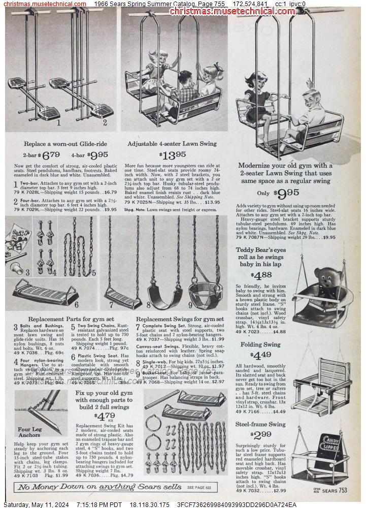 1966 Sears Spring Summer Catalog, Page 755