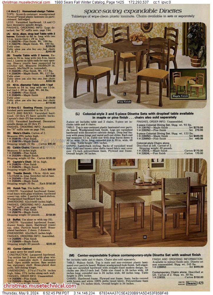 1980 Sears Fall Winter Catalog, Page 1425