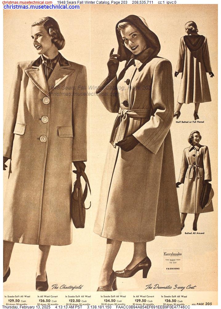 1948 Sears Fall Winter Catalog, Page 203