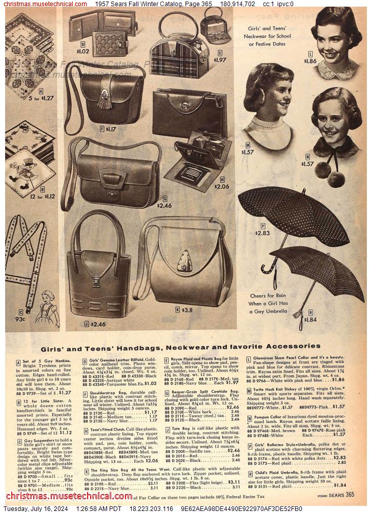 1957 Sears Fall Winter Catalog, Page 365