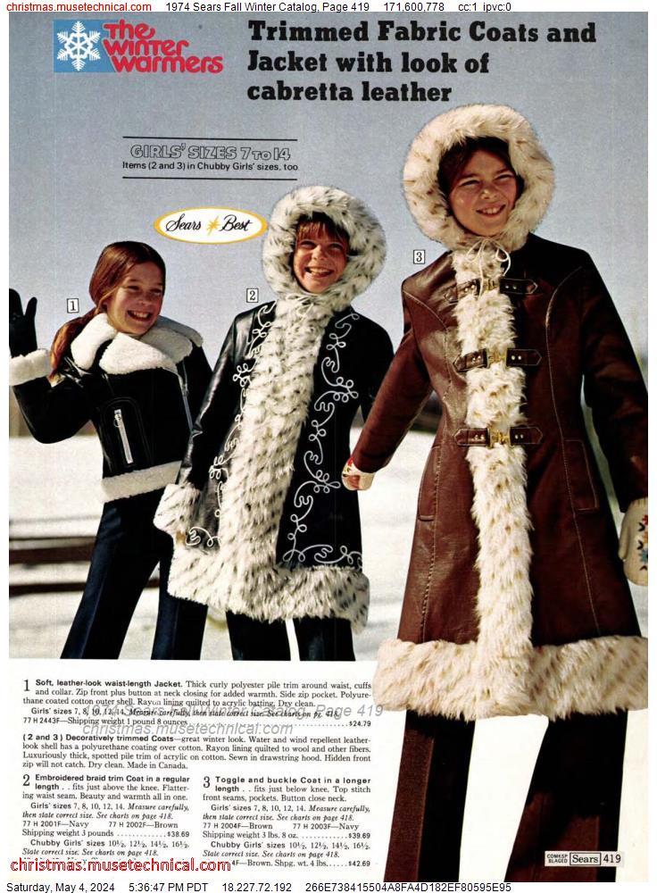 1974 Sears Fall Winter Catalog, Page 419