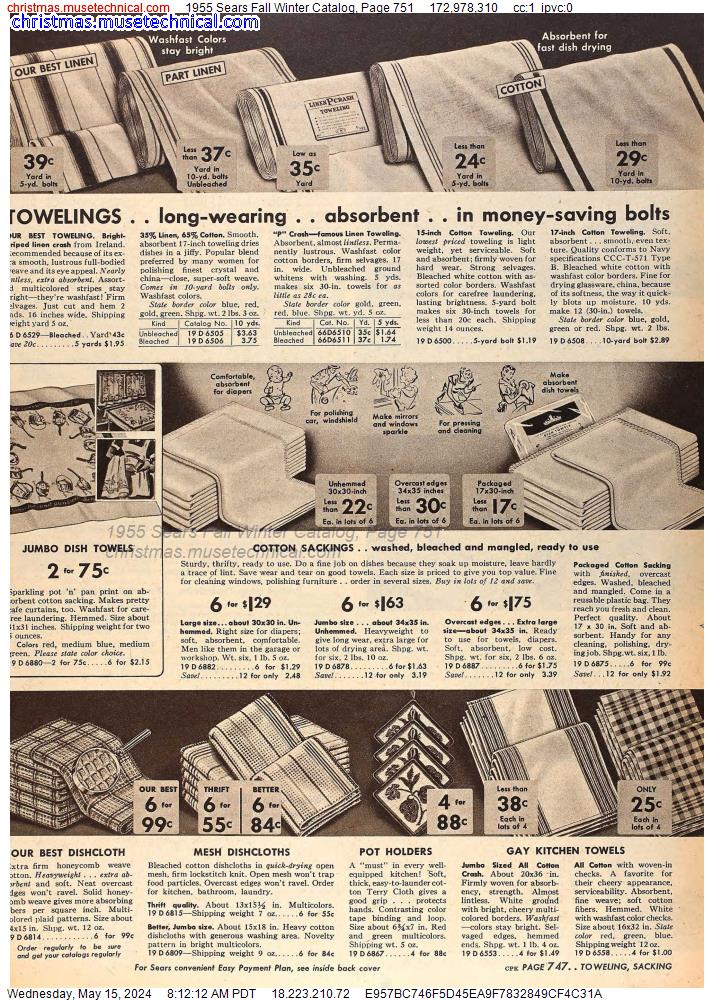 1955 Sears Fall Winter Catalog, Page 751