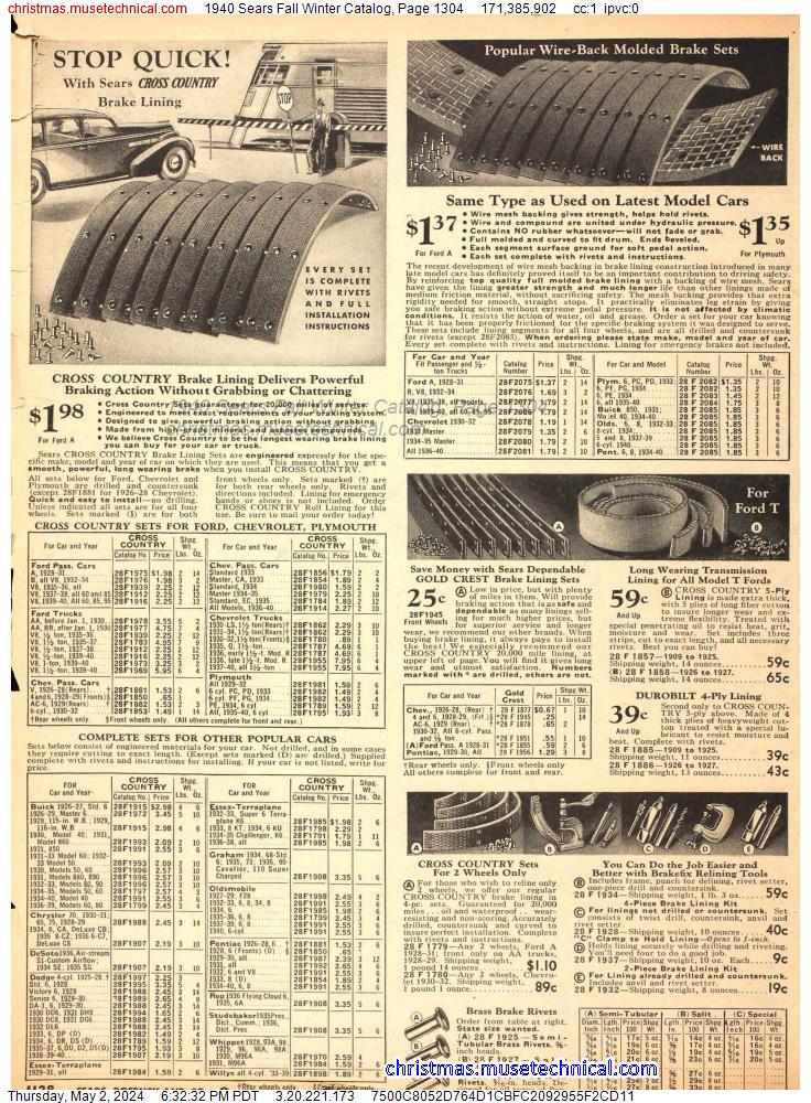 1940 Sears Fall Winter Catalog, Page 1304