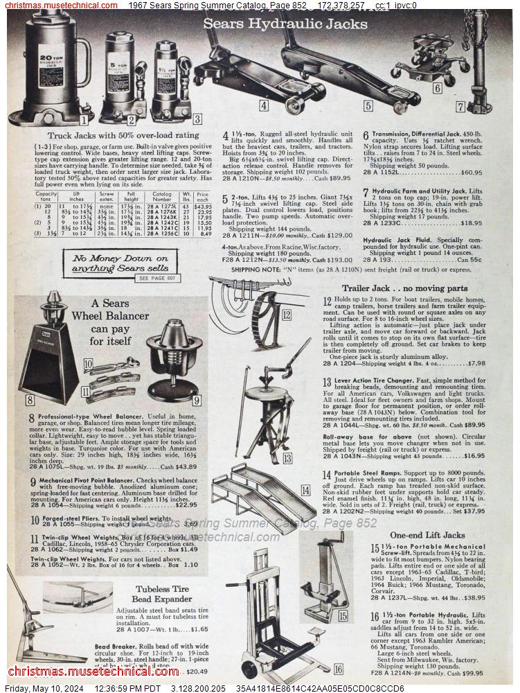 1967 Sears Spring Summer Catalog, Page 852