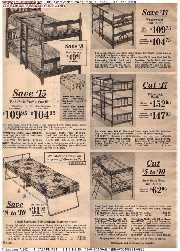 1969 Sears Winter Catalog, Page 96