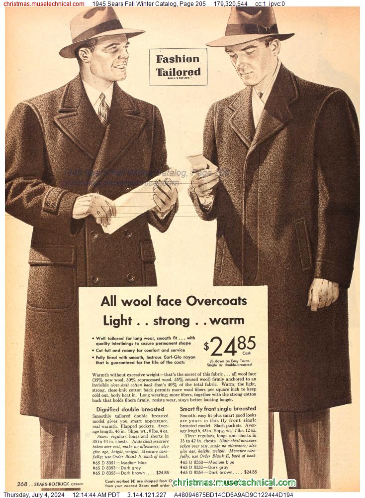 1945 Sears Fall Winter Catalog, Page 205