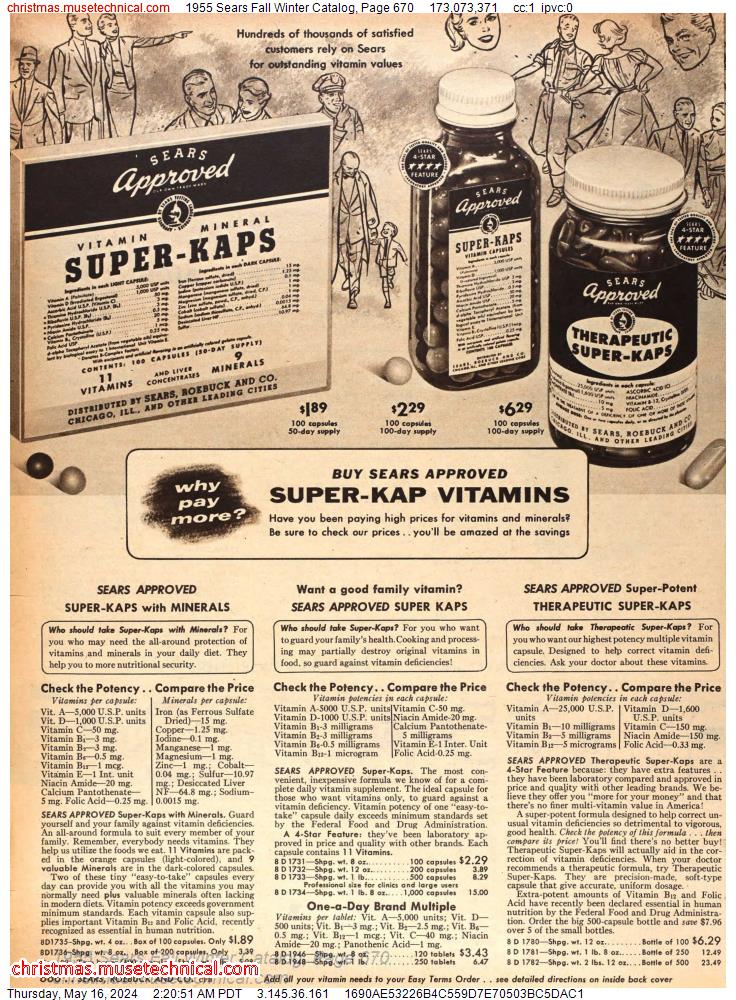 1955 Sears Fall Winter Catalog, Page 670