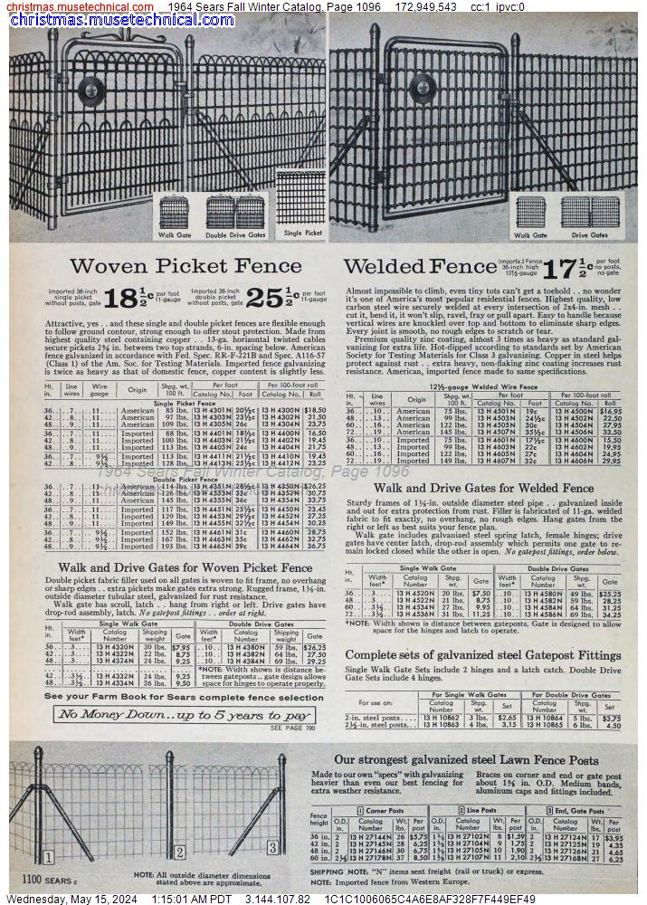 1964 Sears Fall Winter Catalog, Page 1096