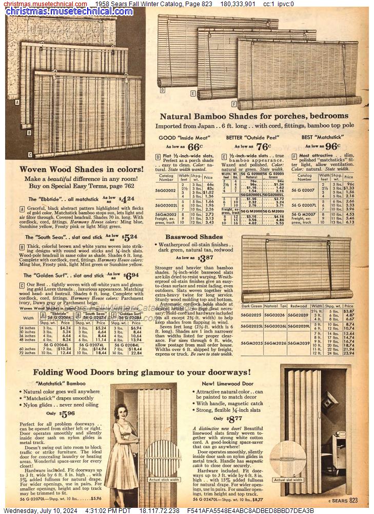 1958 Sears Fall Winter Catalog, Page 823