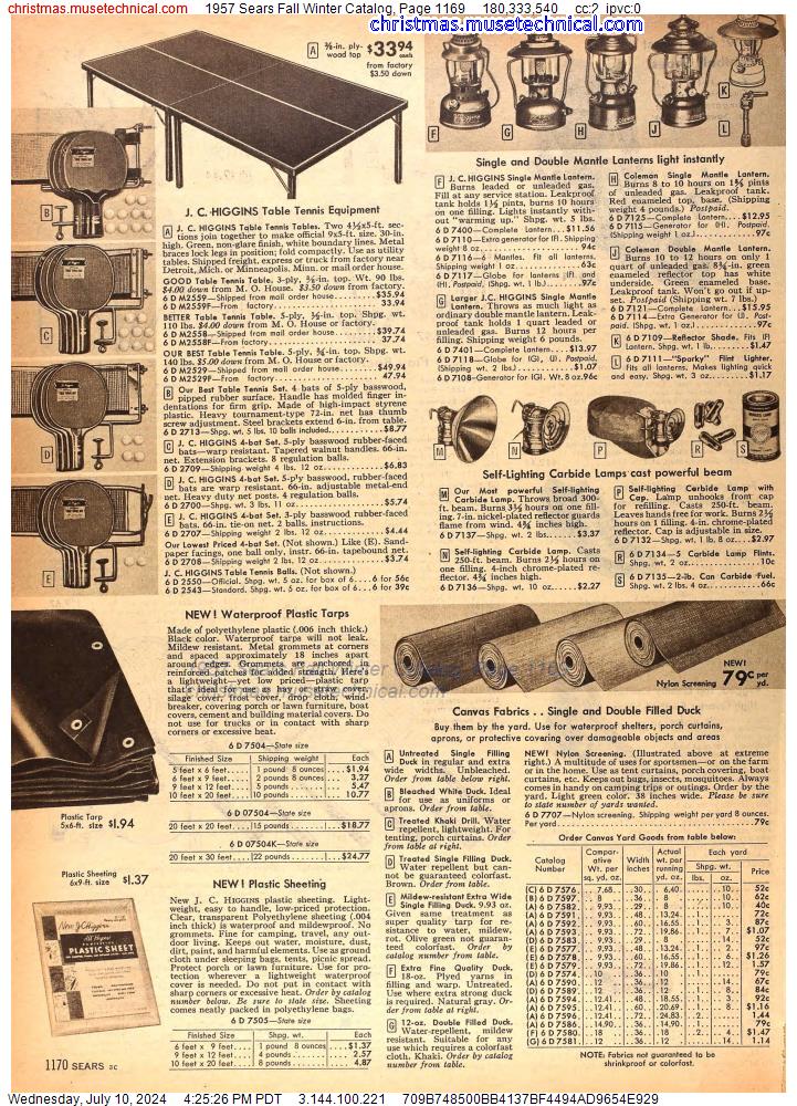 1957 Sears Fall Winter Catalog, Page 1169
