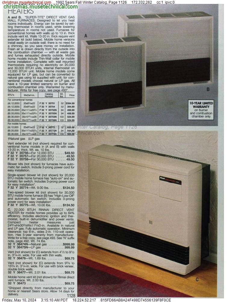1992 Sears Fall Winter Catalog, Page 1126