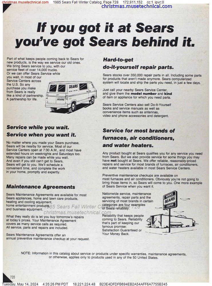 1985 Sears Fall Winter Catalog, Page 728