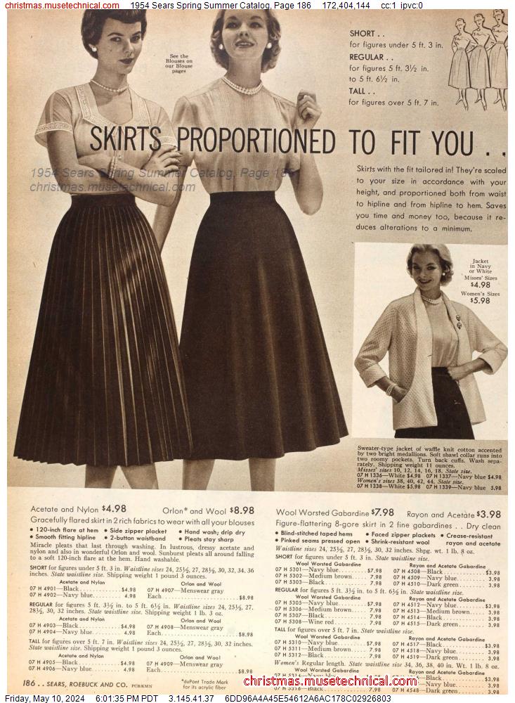 1954 Sears Spring Summer Catalog, Page 186
