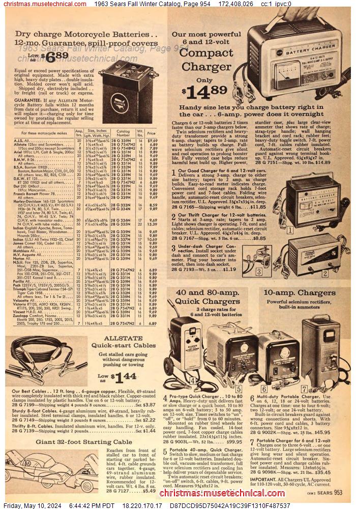 1963 Sears Fall Winter Catalog, Page 954