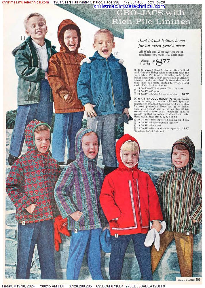1961 Sears Fall Winter Catalog, Page 398