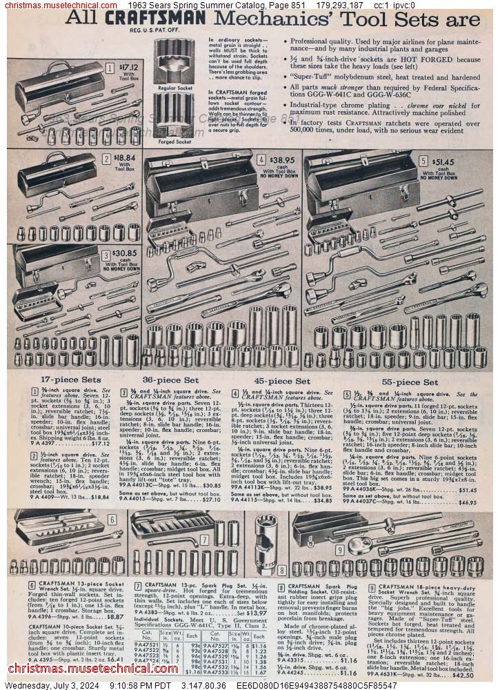 1963 Sears Spring Summer Catalog, Page 851