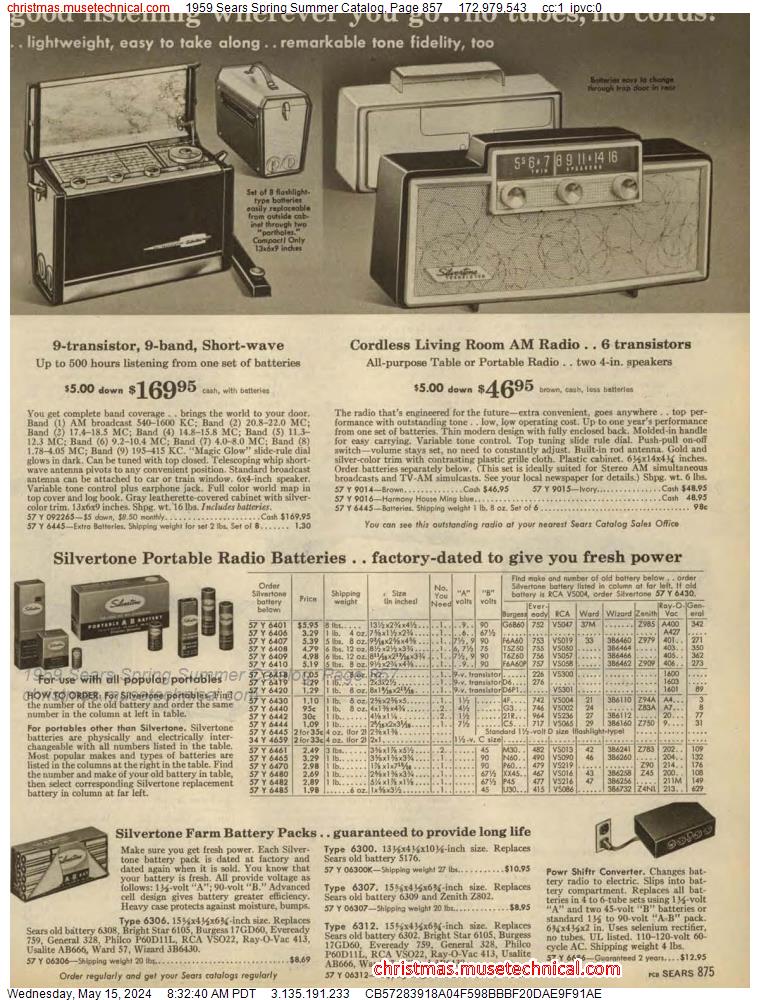 1959 Sears Spring Summer Catalog, Page 857