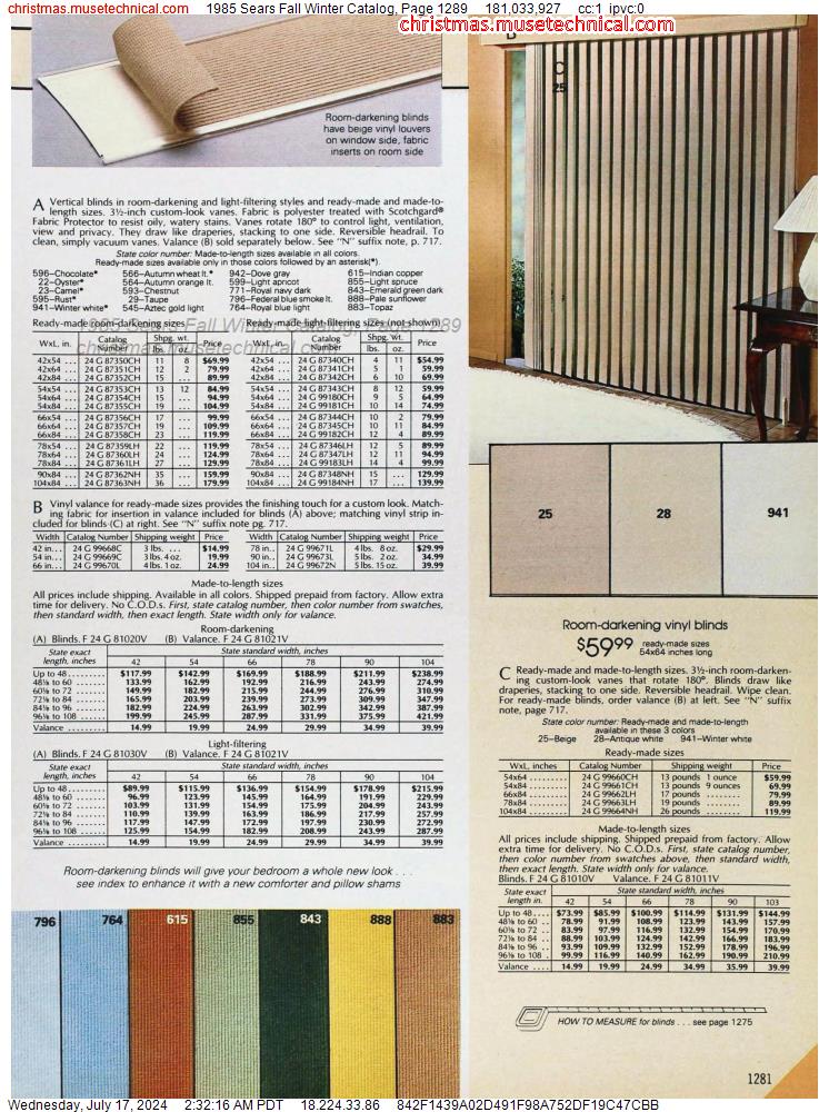 1985 Sears Fall Winter Catalog, Page 1289