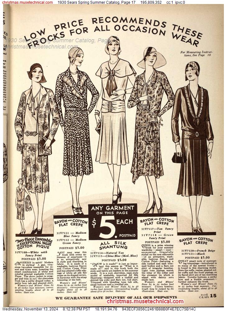 1930 Sears Spring Summer Catalog, Page 17