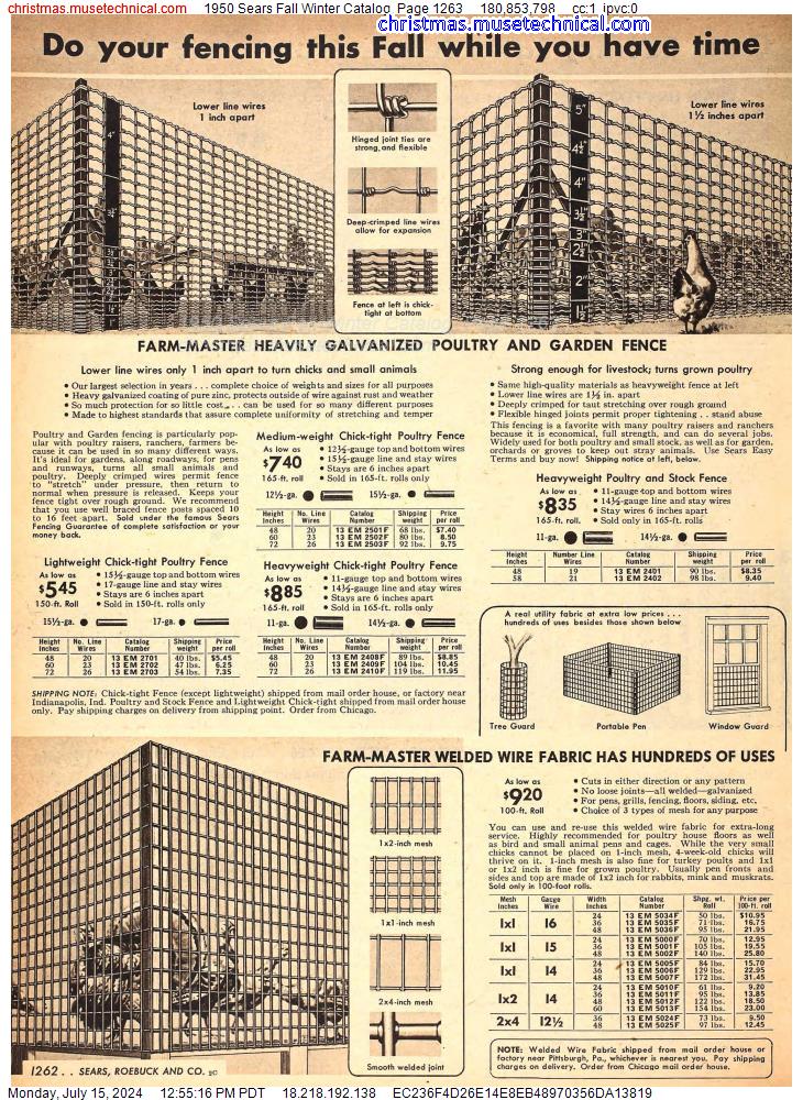 1950 Sears Fall Winter Catalog, Page 1263
