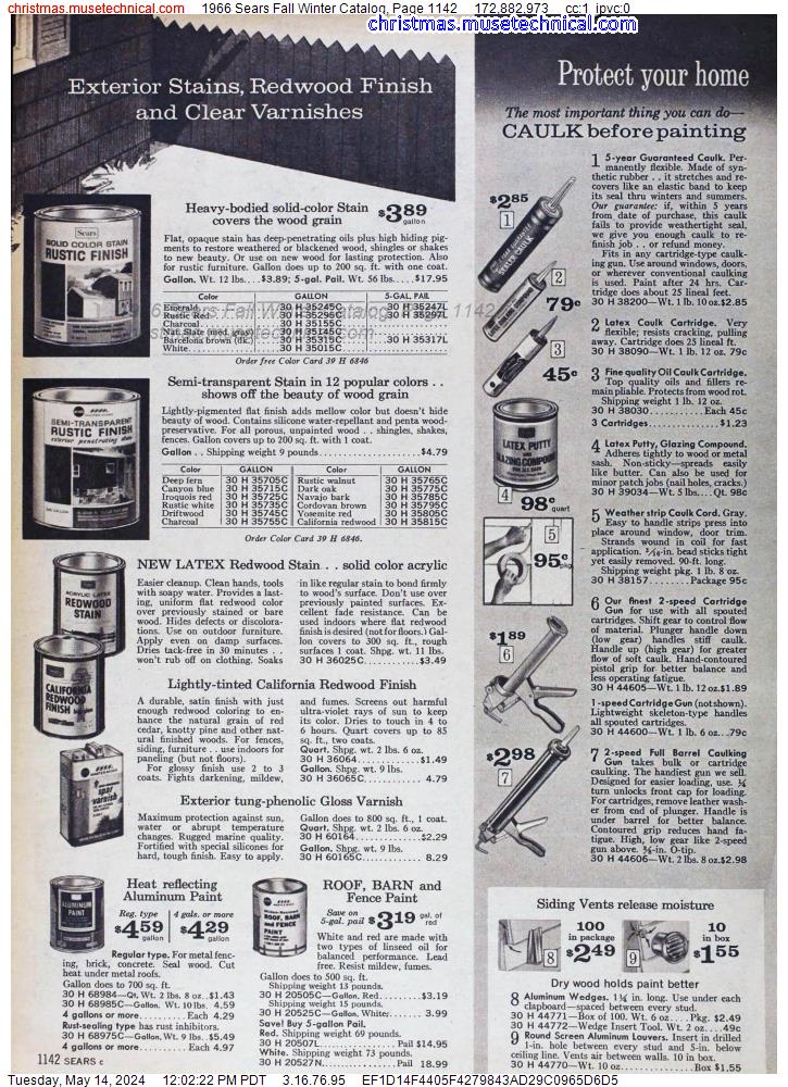 1966 Sears Fall Winter Catalog, Page 1142
