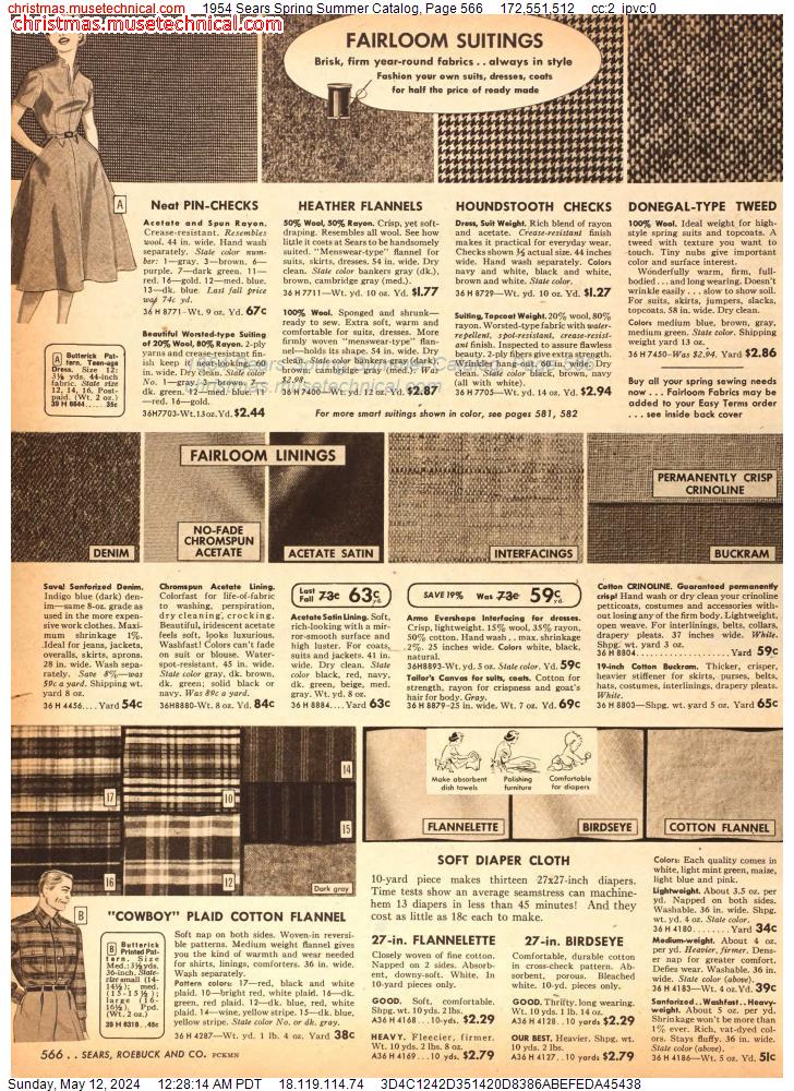1954 Sears Spring Summer Catalog, Page 566
