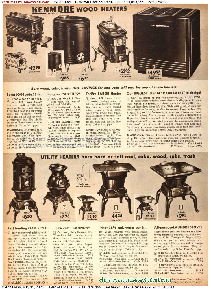 1951 Sears Fall Winter Catalog, Page 852