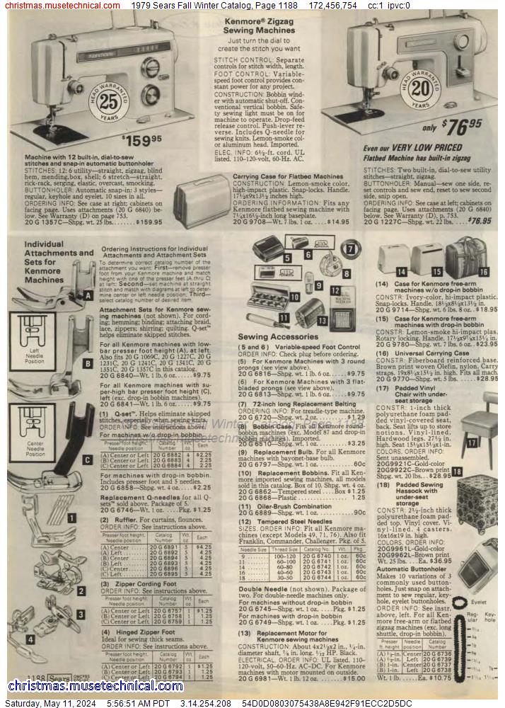 1979 Sears Fall Winter Catalog, Page 1188